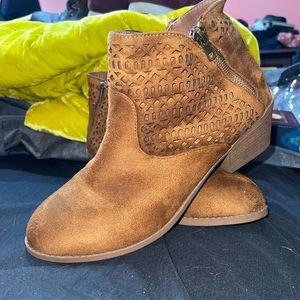 Brown faux suede booties